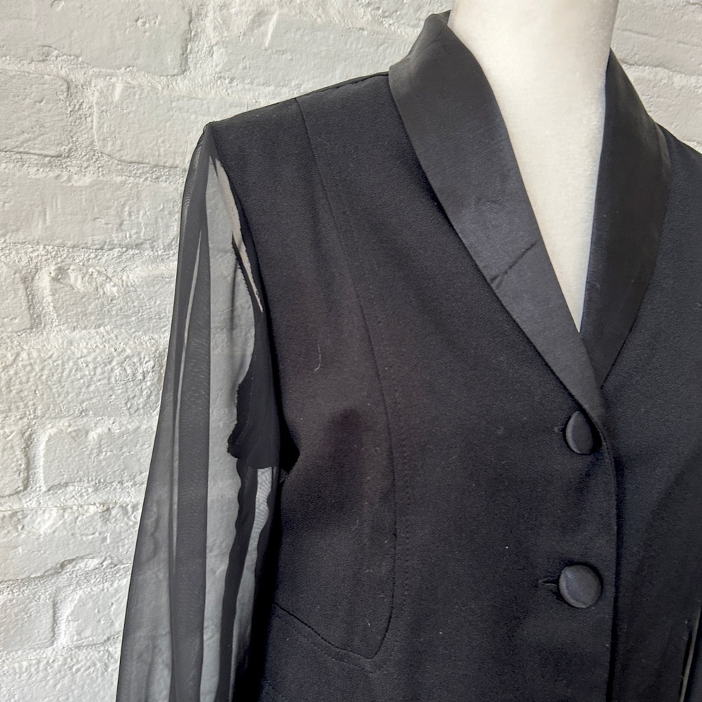 Elegant Black Sheer Sleeve Women's Jacket